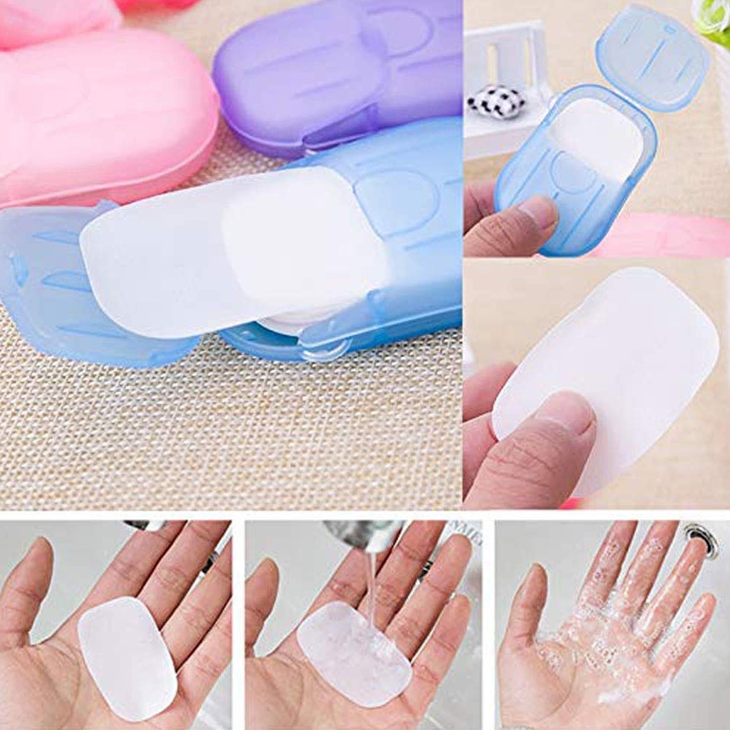 Portable Easy Carry Travel Paper Soap Sheet With Mini Box (20 Sheets In A Pack)